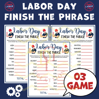 Preview of Labor Day Finish the Phrase activity word problem crossword middle high school
