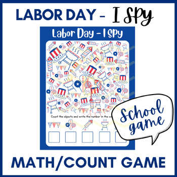 Preview of Labor Day I Spy Counting math logic game Center classroom phonic no prep 4th 5th