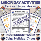 Labor Day Puzzles Worksheets First and Second Grade Sub Pl