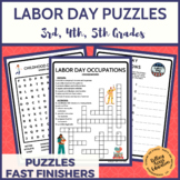 Labor Day Puzzles for 3rd 4th 5th Grades Independent Work 