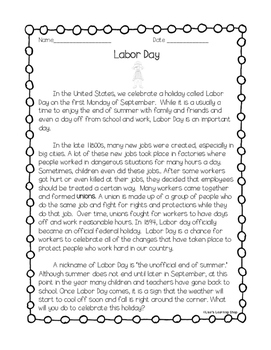 Labor Day Reading Comprehension Image 4