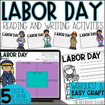 Preview of Labor Day Reading Comprehension Activities, Webquest and Writing Craft
