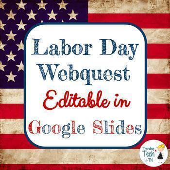 Preview of Labor Day Research WebQuest and Flyer Design - Editable in Google Slides!