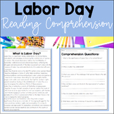 Labor Day September Back to School Reading Comprehension