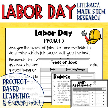 Preview of Labor Day Themed Makerspace Project Based Learning and Enrichment Task Cards
