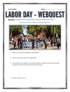 Preview of Labor Day - Webquest with Key