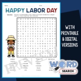 Labor Day Puzzle Word Search 2nd, 3rd, 4th Grade Activity 