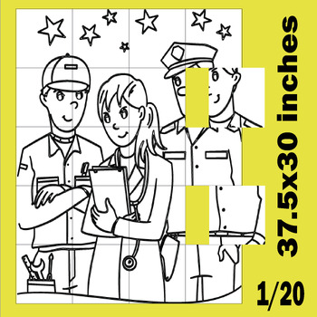 Preview of Labor Day Workers Poster Art Coloring Page