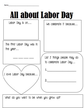 Preview of Labor Day Worksheet