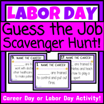 Preview of Labor Day or Career Day Scavenger Hunt Activity Career Exploration Game SPED