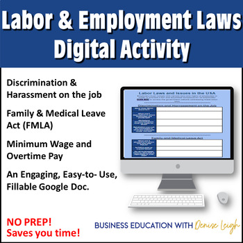 Preview of Labor & Employment Law Digital Activity - Business Law & Entrepreneurship Class