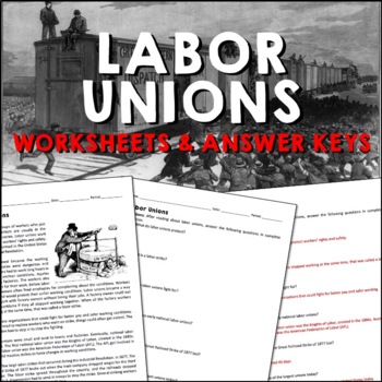 American Labor Unions Matching Worksheet by Laura Arkeketa