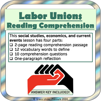 Preview of Labor Unions: High School SS and Economics Reading Comprehension & Worksheets