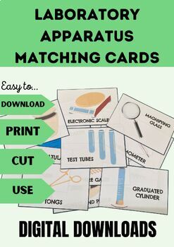 Preview of Laboratory Apparatus Matching Cards/Printable Flashcards/Classroom Activity
