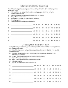 Preview of Laboratory Classroom Management Tool, Grade Sheet {freebie}