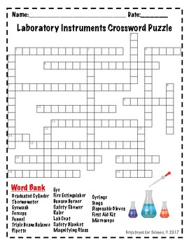 Laboratory Instruments Crossword Puzzle by Brighteyed for Science