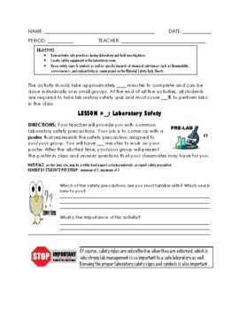 Recognizing Lab Safety Worksheet - Promotiontablecovers