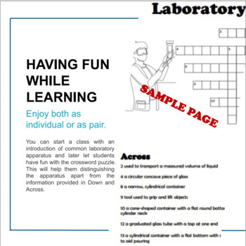 Laboratory apparatus A crossword puzzle by K Me Resources TPT