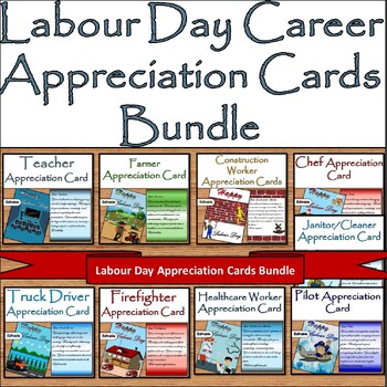Preview of Labour Day Career Appreciation Bundle: Thank You Cards for Essential Workers