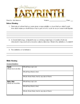 Preview of Labyrinth Film Study Viewing Guide