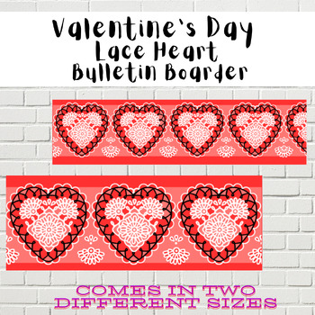 Preview of Lace Heart Valentine's Day Bulletin Boarder | Love Theme | Vintage Theme | Reds