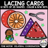 Lacing Cards 2D Shapes - 24 Total - Color & Black/White Se