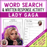 Lady Gaga Music Word Search and Biography Research Activit
