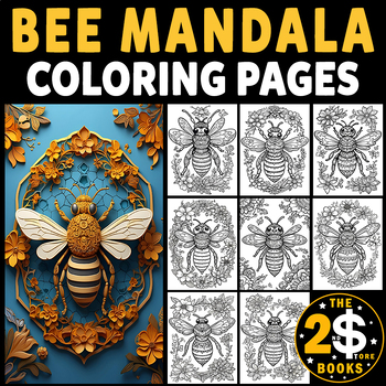 Preview of Bee Mandala Coloring Book – 10 Pages