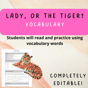 vocabulary homework the lady or the tiger