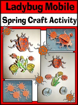 Preview of Ladybug Craft Activities: Ladybug Mobile Spring-Summer Craft Activity