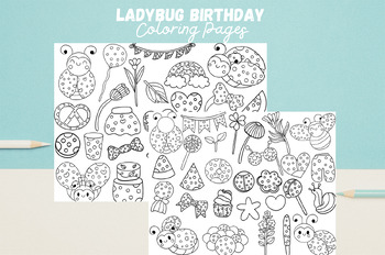 Preview of Ladybug Birthday Coloring Pages