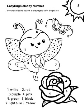 Ladybug Color By Number Activity Sheet by Bridget Liggett | TPT