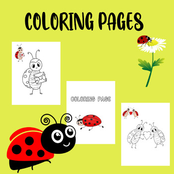 cartoon ladybugs and flowers coloring pages