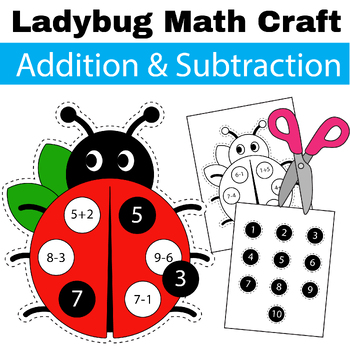 Preview of Ladybug Craft : Spring Math Craft | Addition and Subtraction within 10 | Centers