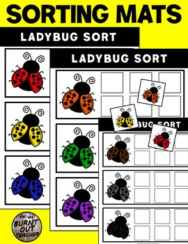 Preview of Ladybug Lady Bug Sort Color Sorting Binder Task Fast Finisher Colors Spring
