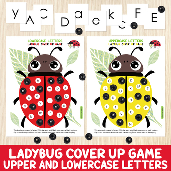 Preview of Ladybug Letter Matching Activity, Cover it Activity Mats, Literacy Center