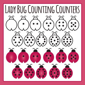 Preview of Ladybug Math Counting Counters Insect Clip Art / Animal Clipart Commercial Use