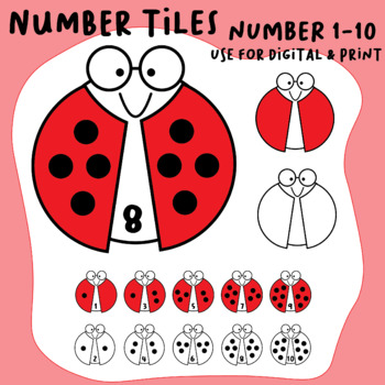 Preview of Ladybug Math Counting Number 1-10 Ladybug Insect Clipart