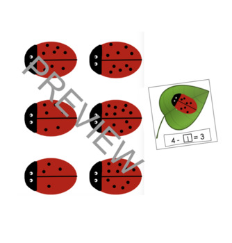 Preview of Ladybug Math Hands On Matching Addition and Subtraction Number Sense Activities