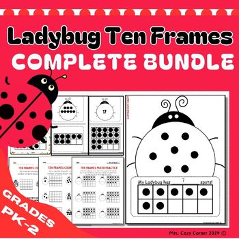 Preview of PK-2 Ten-Frame Bundle with Ladybug Theme
