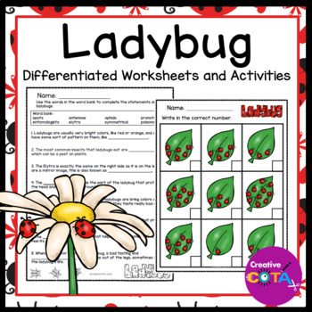Preview of Occupational Therapy Ladybug Literacy Math & Writing Worksheets & Activities