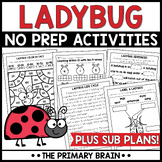 Ladybug NO PREP Activities Worksheets Packet | Thematic Un