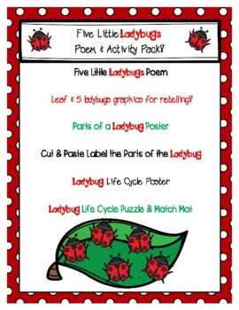 Preview of Ladybug Poem & Life Cycle Activity Pack