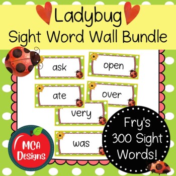 Preview of Ladybug Sight Word Wall Bundle