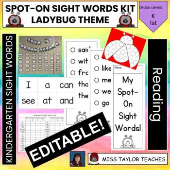 Preview of Ladybug Spot-On Sight Words - High Frequency Words - Heart Words - Assessment
