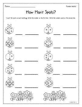 Ladybug Spots - Number Words and Addition by Jolene Bergs | TPT