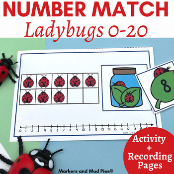 Ladybug Number Match to 20 | Ten Frame Activity with Recording Sheets