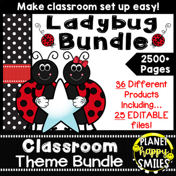 Preview of Ladybug Theme Classroom Decor Bundle