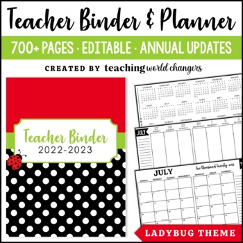 Preview of Ladybug Teacher Binder and Planner