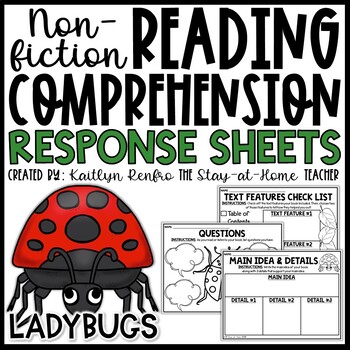 Preview of Ladybug Themed Nonfiction Reading Response Worksheets
